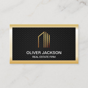 Tarjeta De Visita Inmobiliaria   Borde Lux Gold   Malla negra