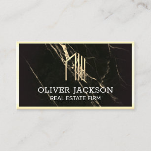 Tarjeta De Visita Inmobiliaria   Borde Lux Gold   Mármol de oro negr