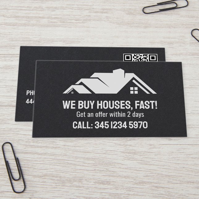 Tarjeta De Visita 🏘️ Inmobiliaria Compramos Casas QR Premium (Real Estate Cards)