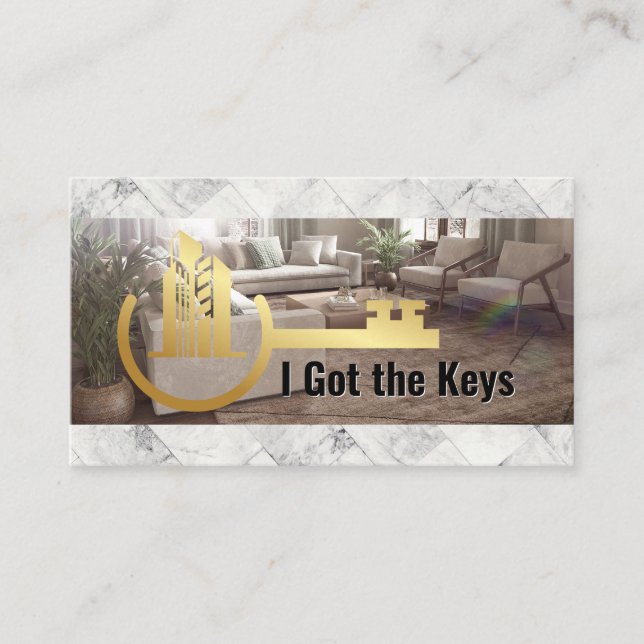 Tarjeta De Visita Inmobiliaria Gold Key | Interior (Anverso)