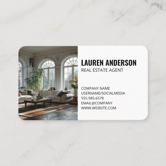 Tarjeta De Visita Inmobiliaria | Lujo Interior Loft (Anverso)