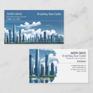 Tarjeta De Visita Inmobiliaria Moderno Cielo Azul 