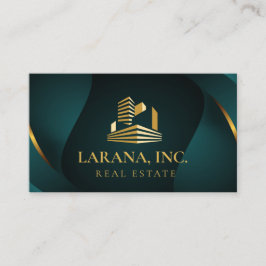 Tarjeta De Visita Inmobiliaria Premium Dark Green y Gold Luxury