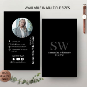 Tarjeta De Visita Inmobiliaria profesional de Realtor Negro Limpio