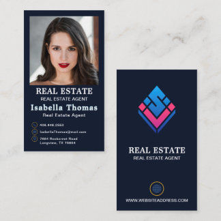 Tarjeta De Visita Inmobiliaria Profesional | Diseño de foto vertical