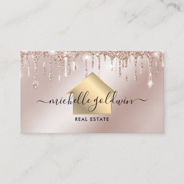 Tarjeta De Visita Inmobiliaria Profesional Moderno Script House Busi (Anverso)