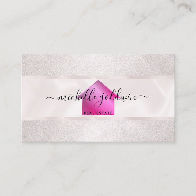 Tarjeta De Visita Inmobiliaria Profesional Moderno Script House Busi (Anverso)