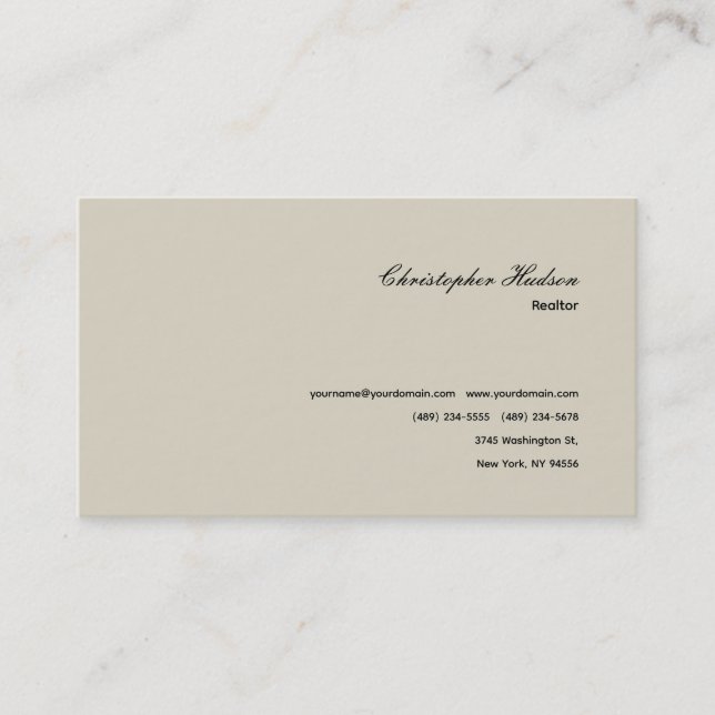 Tarjeta De Visita Inmobiliaria Profesional Realtor Simple (Anverso)