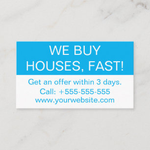 Tarjeta De Visita Inmobiliaria Profesional Simple Compramos Casas
