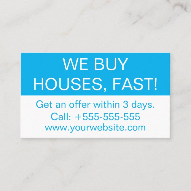 Tarjeta De Visita Inmobiliaria Profesional Simple Compramos Casas (Anverso)