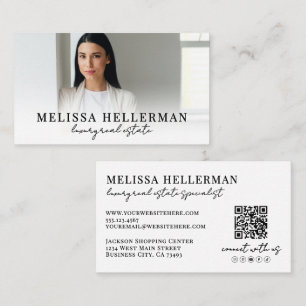 Tarjeta De Visita Inmobiliaria Script Blanco Negro