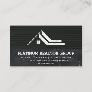 Tarjeta De Visita Inmobiliaria   Sleek Black   Mármol