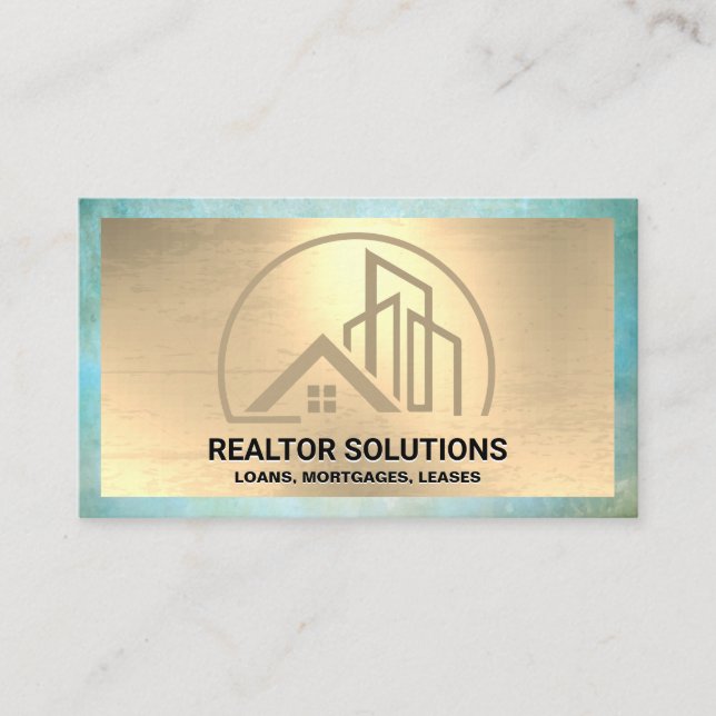 Tarjeta De Visita Inmobiliaria | Textura de oro (Anverso)