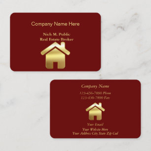 Tarjeta de visita inmobiliario Golden Red Elegance