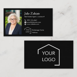 Tarjeta De Visita Inmobiliario Moderno Negro Lujo Personalizado Logo