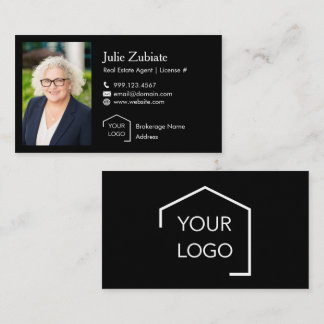 Tarjeta De Visita Inmobiliario Moderno Negro Lujo Personalizado Logo