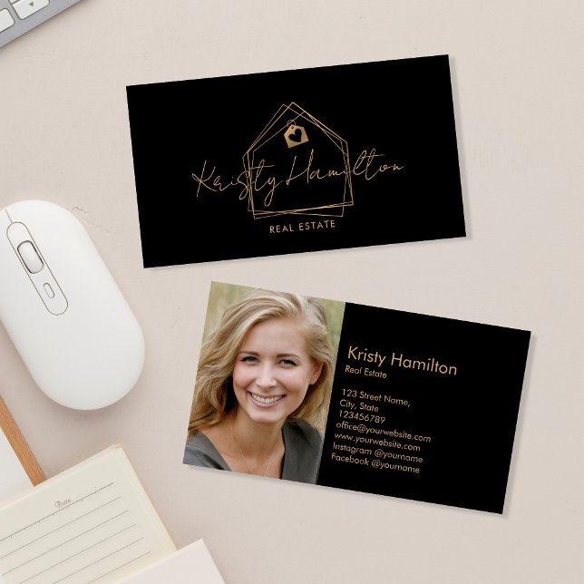 Tarjeta De Visita inmobiliario moderno profesional realtor agregar f (Modern professional realtor logo design for your real estate business)