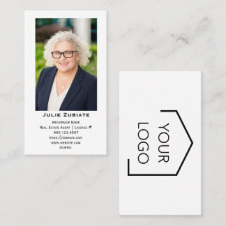 Tarjeta De Visita Inmobiliario Moderno Vertical Personalizado con Fo