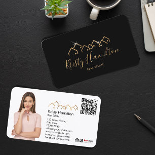 Tarjeta De Visita inmobiliario profesional agregar código QR de foto
