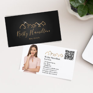 Tarjeta De Visita inmobiliario profesional agregar código QR de foto