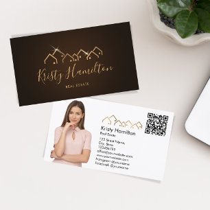 Tarjeta De Visita inmobiliario profesional agregar código QR de foto