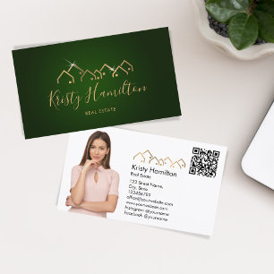 Tarjeta De Visita inmobiliario profesional agregar código QR de foto