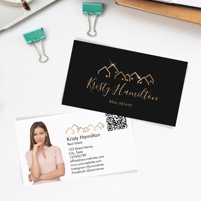 Tarjeta De Visita inmobiliario profesional agregar código QR de foto (Subido por el creador)