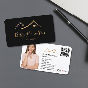 Tarjeta De Visita inmobiliario profesional agregar código QR de foto