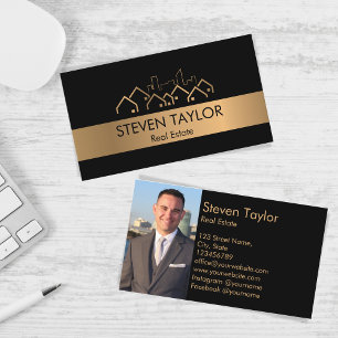 Tarjeta De Visita inmobiliario profesional moderno agregar foto