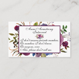Tarjeta De Visita Inmoralidad Floral Introvertido