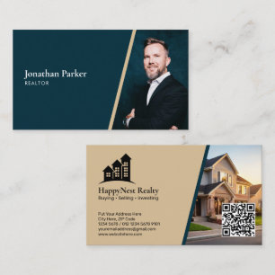 Tarjeta De Visita Inmuebles Modernos con Foto y Código QR