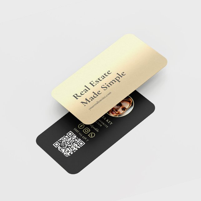 TARJETA DE VISITA INMUEBLES REALES MODERNOS HACEN ORO NEGRO SENCILLO (Subido por el creador)