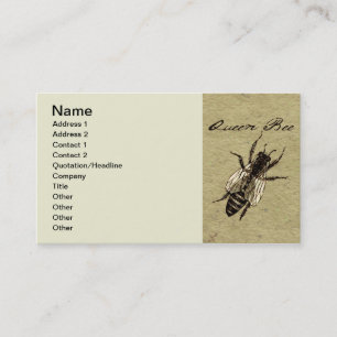 Tarjeta De Visita Inscripción de Bug de Vida Silvestre Queen Bee