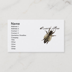 Tarjeta De Visita Inscripción de Bug de Vida Silvestre Queen Bee