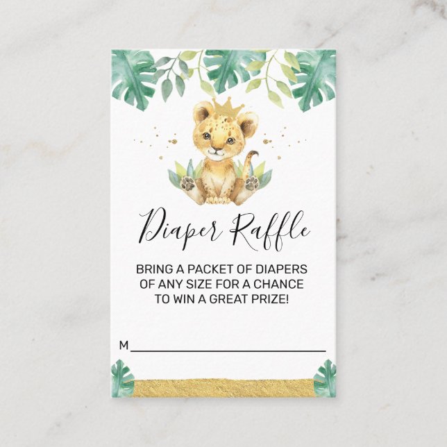 Tarjeta De Visita Inserción de pañal Baby Shower de la Corona de Leó (Anverso)