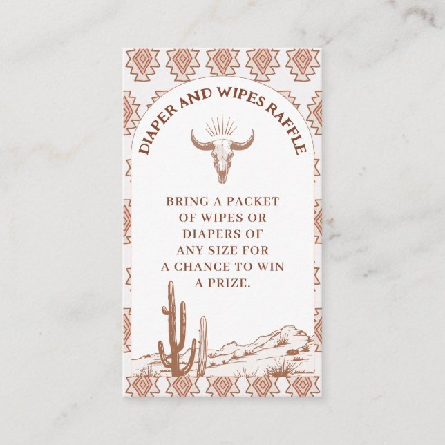 Tarjeta De Visita Inserción de Raffle de Baby Shower de rodeo tribal (Anverso)