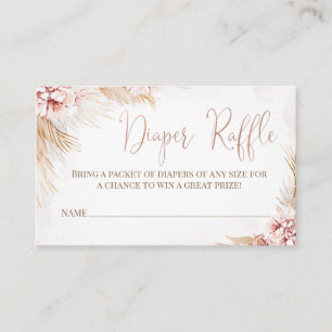 Tarjeta De Visita Inserción de Raffle de Baby Shower Grass Pampas