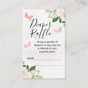 Tarjeta De Visita Inserción de Raffle del pañal de mariposa floral R