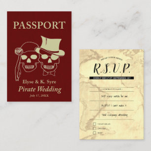 Tarjeta De Visita inserciones piratas rsvp de boda