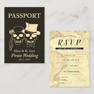 Tarjeta De Visita inserciones piratas rsvp de boda