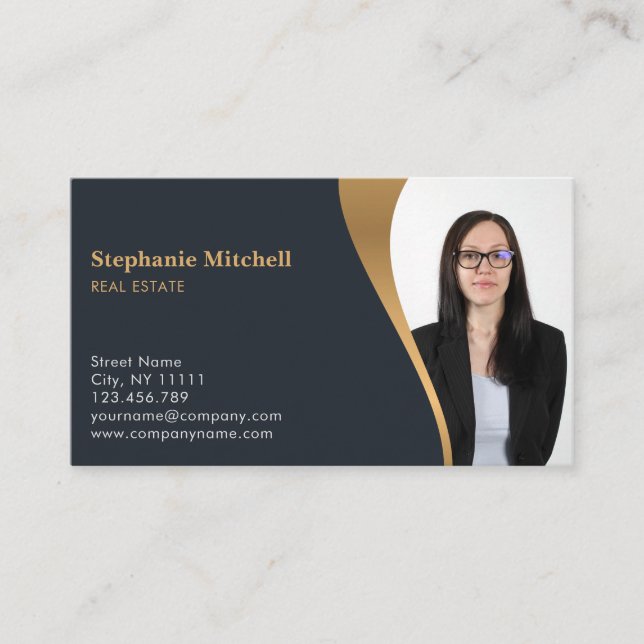 Tarjeta De Visita Insertar foto Añadir plantilla de foto Agente inmo (Anverso)