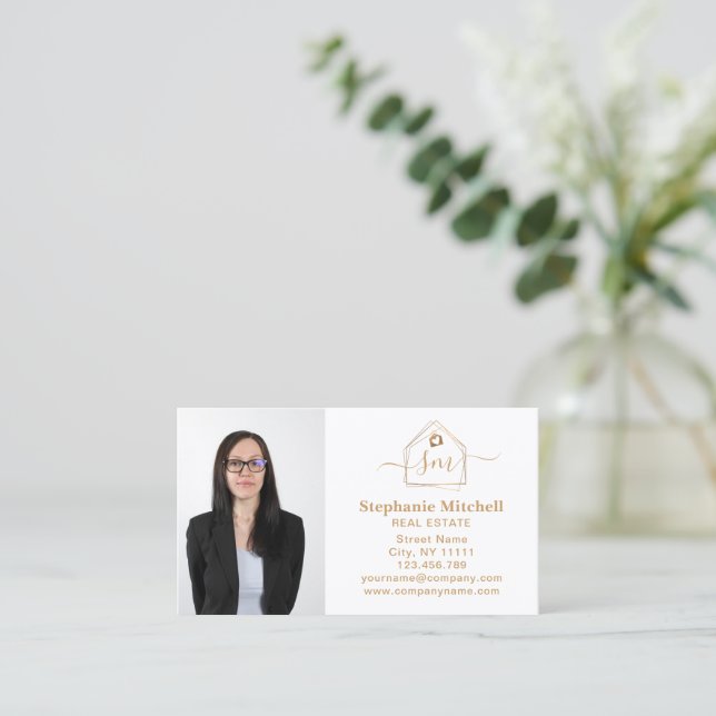 Tarjeta De Visita Insertar foto de Realtor inmobiliario Key House Go (Anverso de pie)