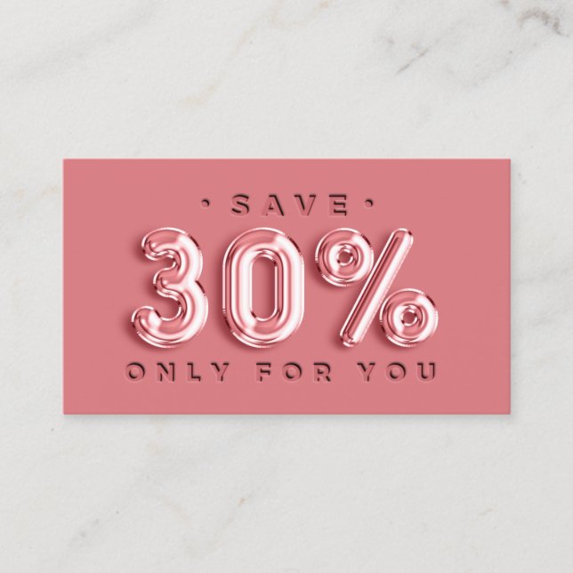 Tarjeta De Visita INSERTAR QRCODE 30%OFF Código de descuento de glob (Anverso)