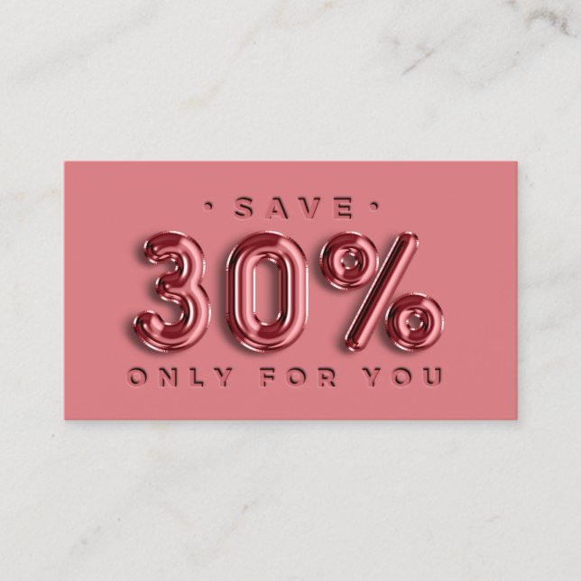 Tarjeta De Visita INSERTAR QRCODE 30%OFF Código de descuento por cim (Anverso)