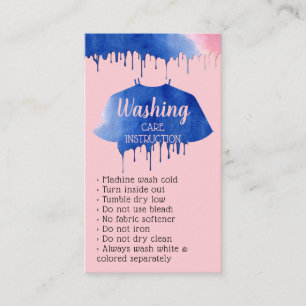 Tarjeta De Visita Inserto de instrucciones de cuidado de ropa