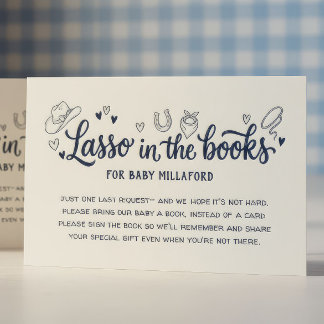 Tarjeta De Visita Inserto de libro para baby shower de vaquero "Lass
