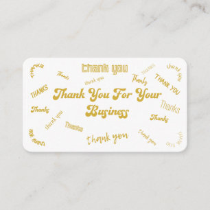Tarjeta De Visita Inserto personalizable de oro y blanco "Gracias"