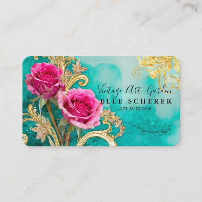 Tarjeta de visita inspirada en el arte y el jardín (Anverso)