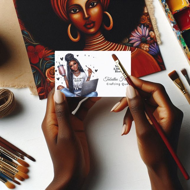 Tarjeta De Visita Inspiradora reina afroamericana de rafting (African American Crafting Queen Inspirational Business Card)