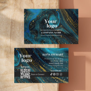 Tarjeta De Visita Instagram Código Qr moderno negrita Agate de mármo